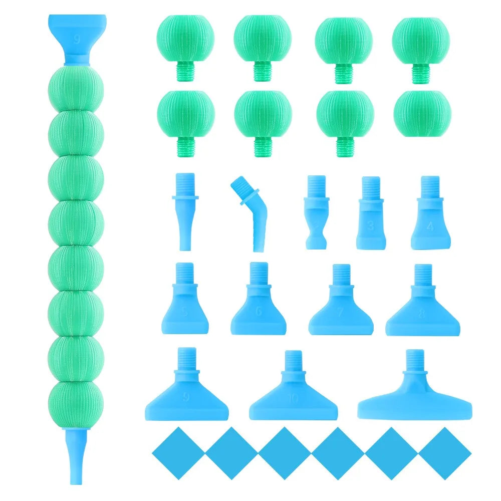 5D Diamond Painting Pen Kit – 12 Pen Tips & Clay Included Diamond Painting Tool Axl Green-12Tips