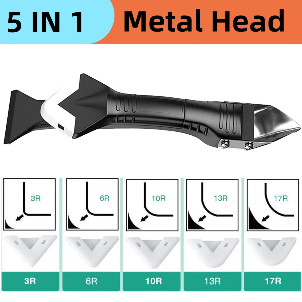 9-in-1 Caulk Finisher & Silicone Sealant Scraper Tool Set Caulking Tool Set Axl 5IN1 Metal Head