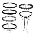6-Piece Gothic Velvet & Lace Choker Necklace Set – Black Choker Necklace Set Axl Set