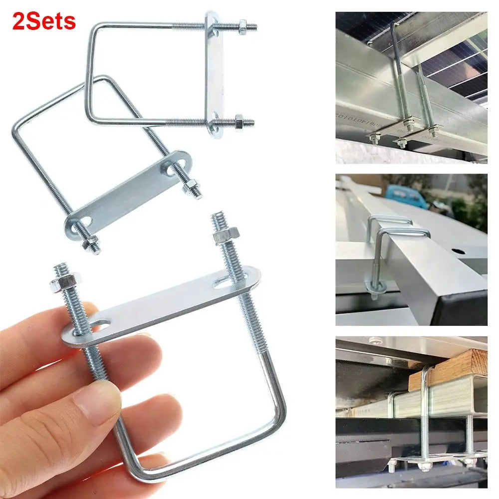 M6 Square U-Bolt Pipe Clamp with Baffle Screw – 2 Sets Pipe U-Clamp Axl
