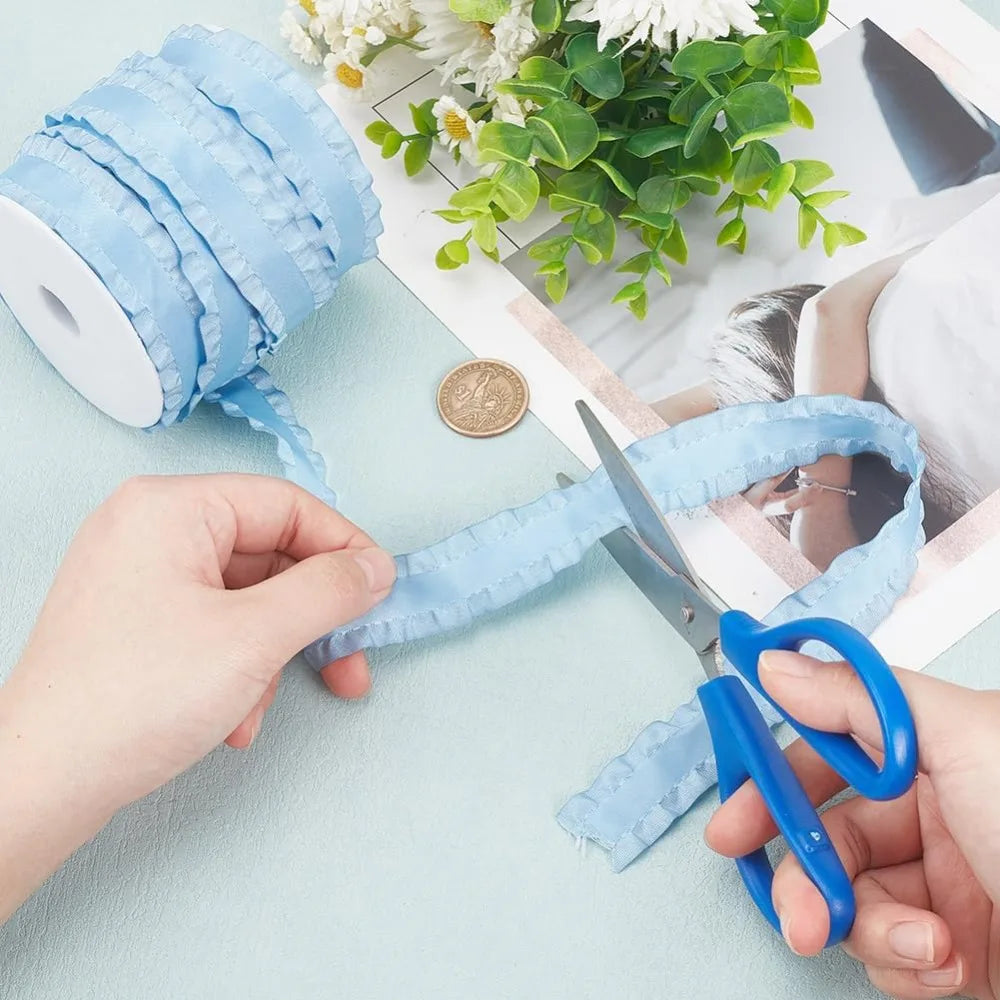 Light Sky Blue Ruffled Wave Ribbon 25 Yds 40mm Polyester Trim Ruffled Trim Ribbon Axl