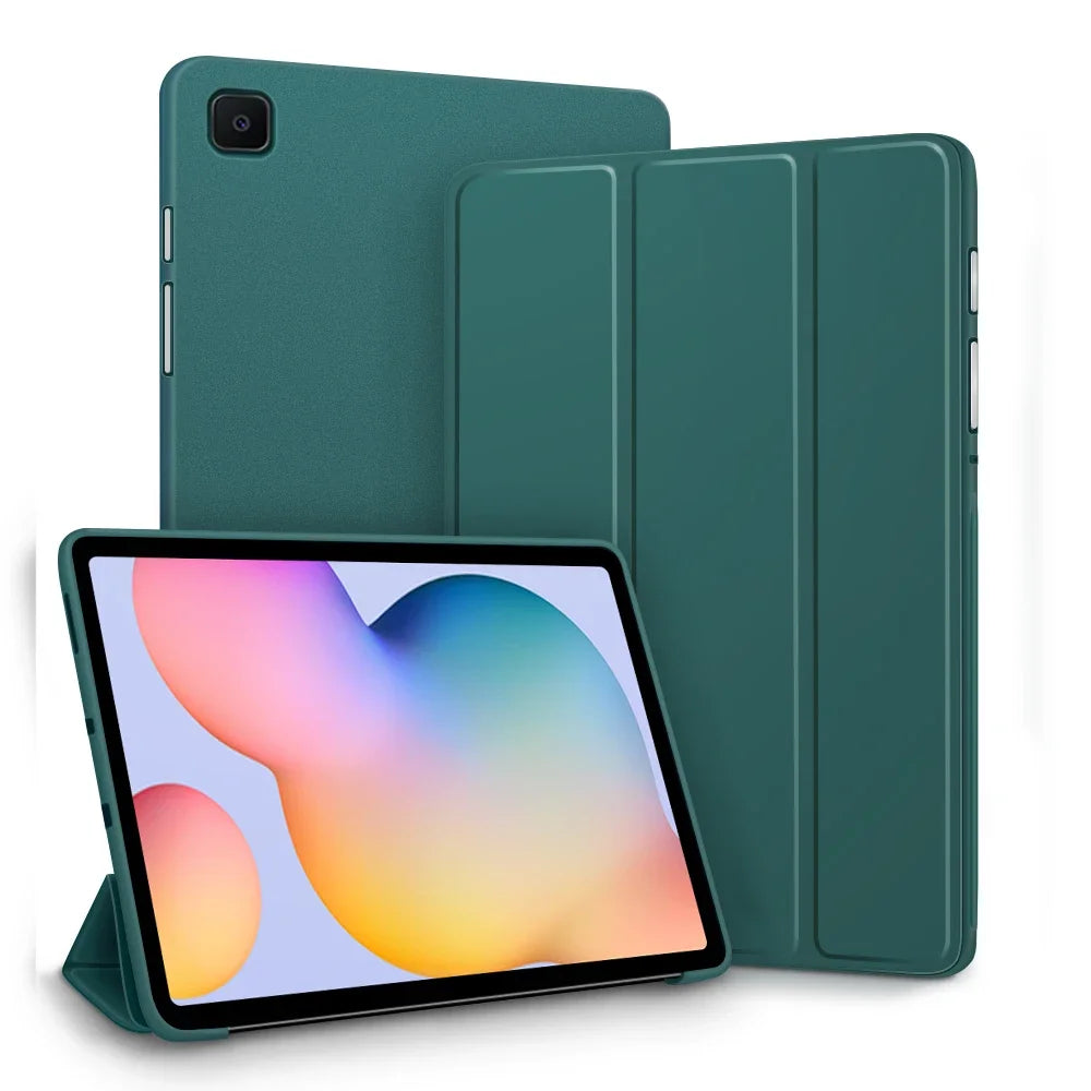 Silicone Tri-Fold Case Samsung Galaxy Tab S6 Lite A8 A9 S7 S8 S9 Tablet Case Axl Dark green Tab A9 Plus 11in