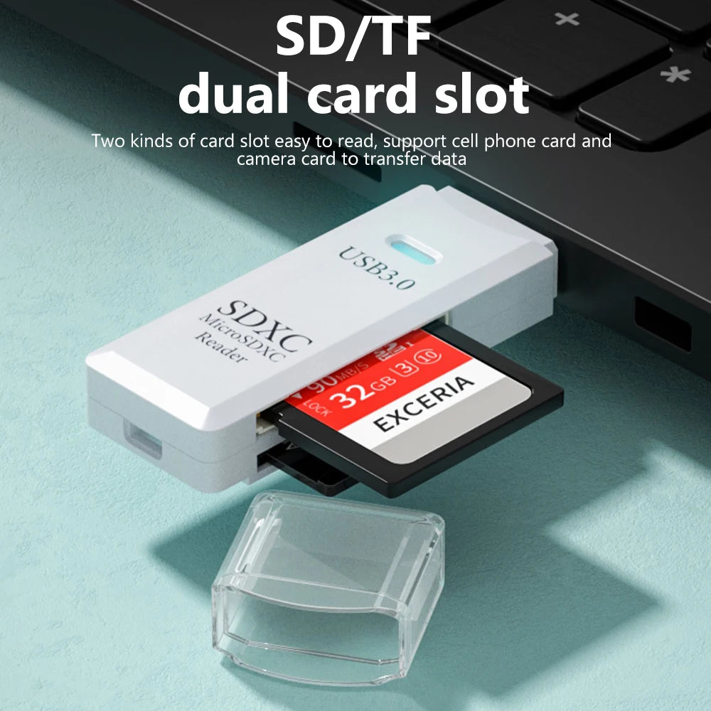USB 3.0 2-in-1 SD & TF Card Reader Adapter for PC & Laptop Memory Card Reader Axl