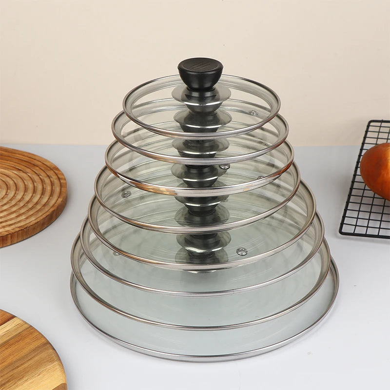 Tempered Glass Pot Lid – Shatter-Proof Stainless Steel Rim Glass Pot Lid Axl