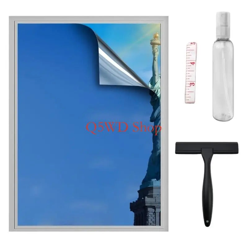 One-Way Mirror Window Film 60×500cm | UV & Heat Blocking Tint Window Privacy Film Axl blue silver CN