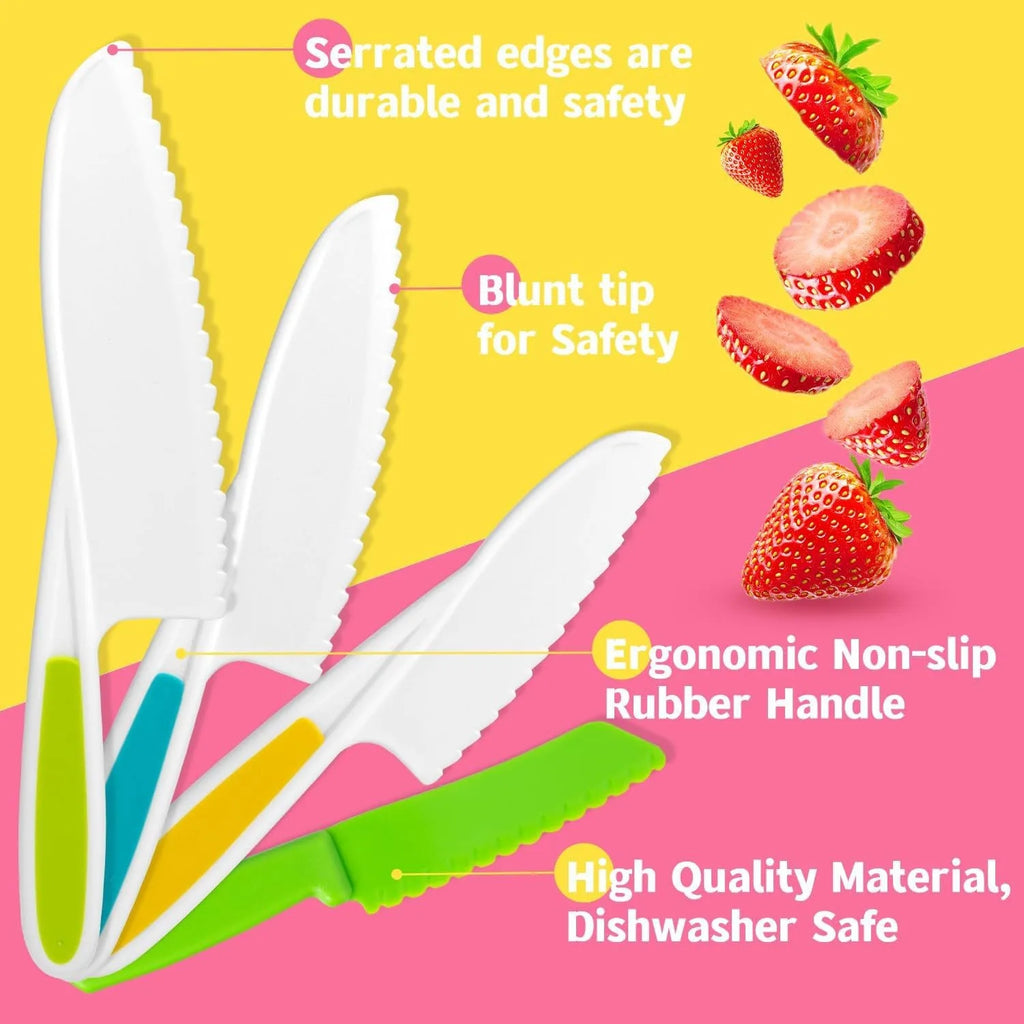 Kids' Plastic Kitchen Knife Set | Safe Serrated Cooking Knives Kids Kitchen Knife Set Axl