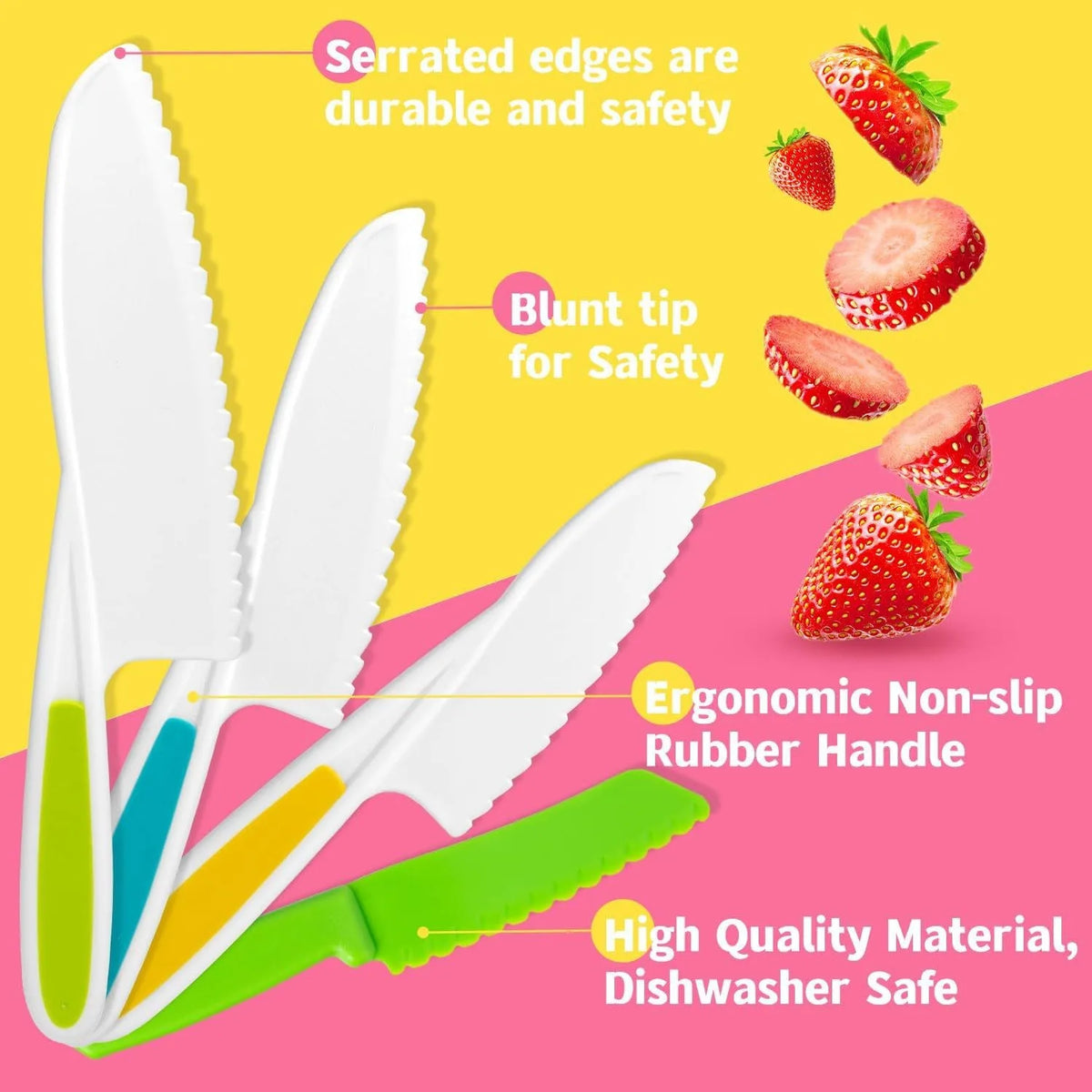 Kids' Plastic Kitchen Knife Set | Safe Serrated Cooking Knives Kids Kitchen Knife Set Axl