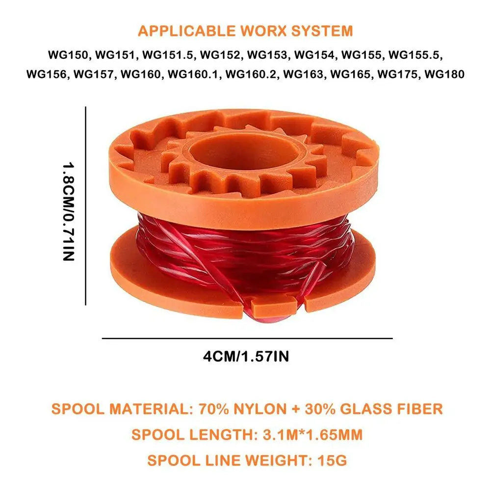 WORX WA0010 Replacement Trimmer Line Spool Set – 20 Pack Trimmer Spool Set Axl