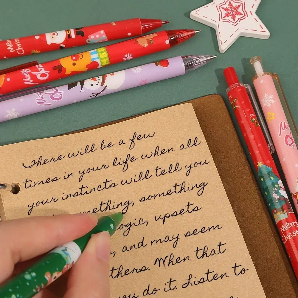 10-Pack Christmas Cartoon Gel Pens 0.5mm Black Ink | Press Pens Gel Pen Set Axl