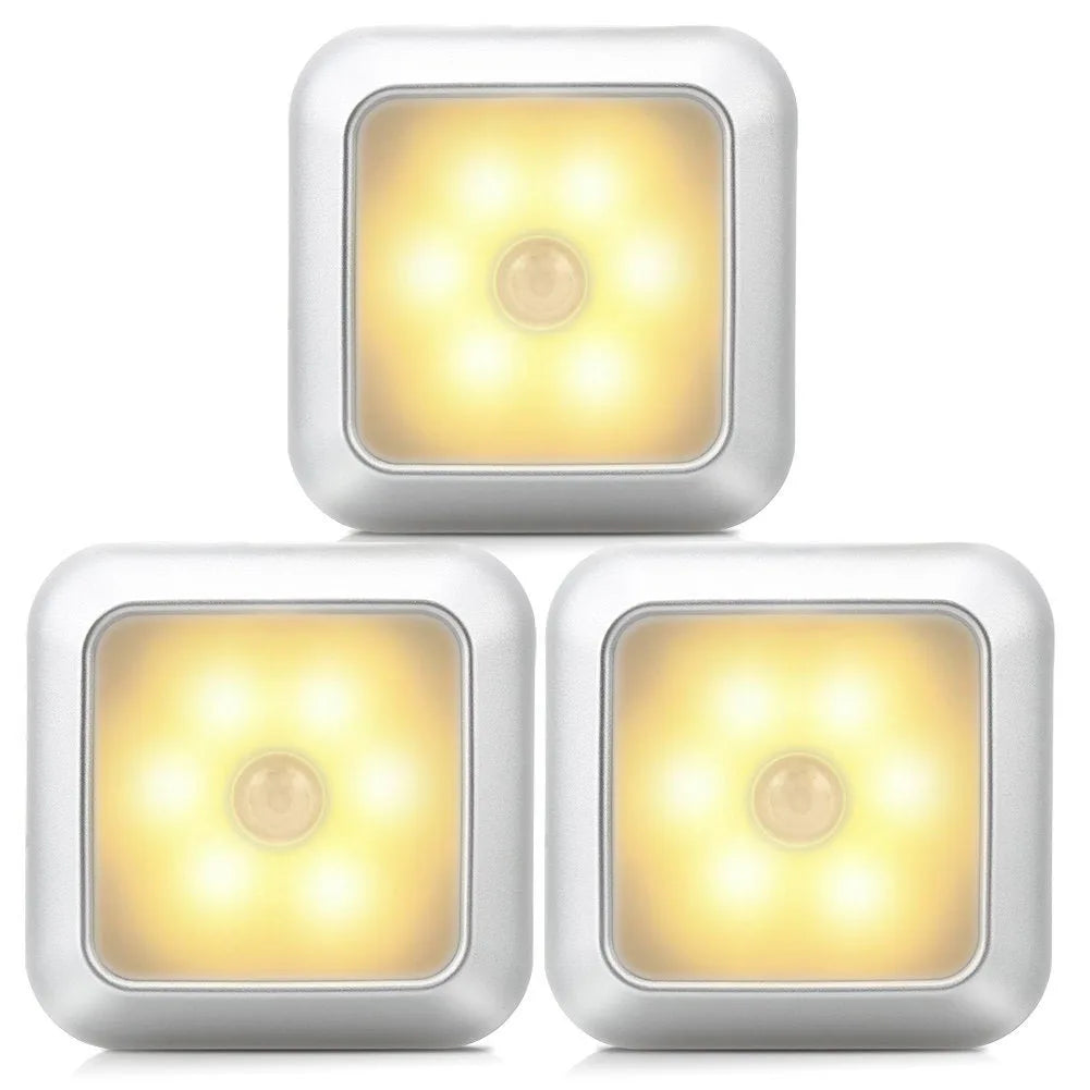Battery Powered LED Motion Sensor Night Light | Wireless Wall Lamp Motion Sensor Night Light Axl Warm White -3PCS