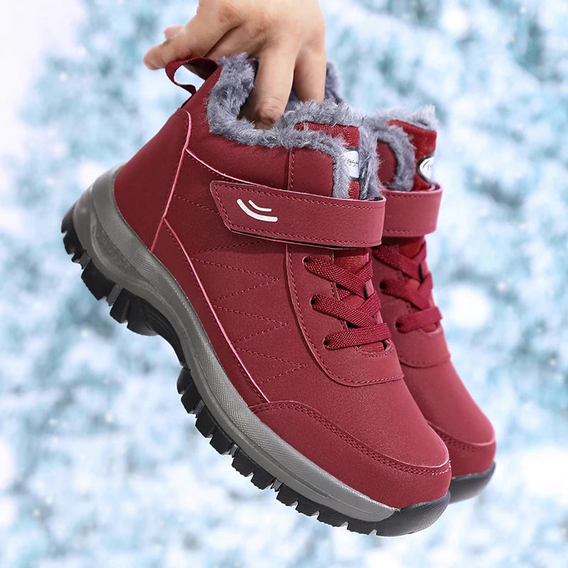 Women's Waterproof Snow Boots – Warm Plush Anti-Slip Winter Women's Snow Boots Axl Red 42