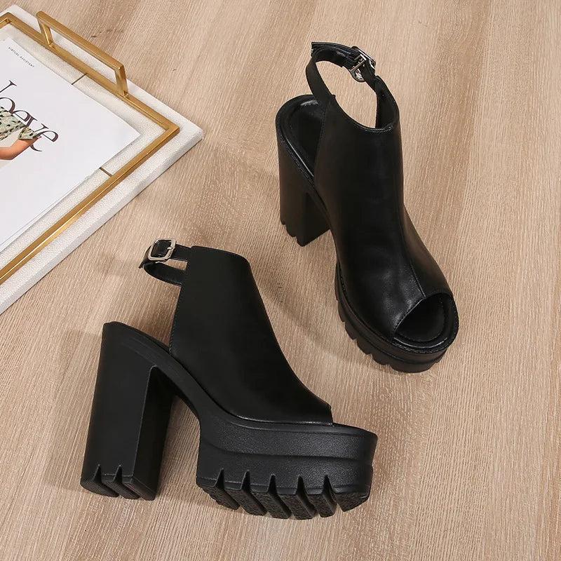Women's Waterproof High Heel Sandals – Square Block Heel High Heel Sandals Axl