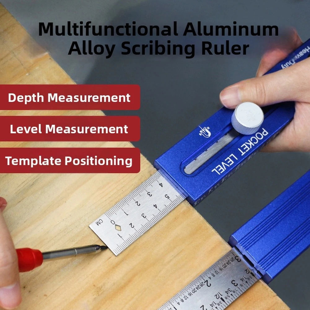 3-in-1 Folding Pocket Level Ruler | Woodworking Measuring Tool Folding Measuring Ruler Axl