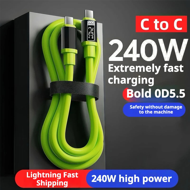 240W USB-C to USB-C Fast Charging Cable with Power Display USB-C Charging Cable Axl