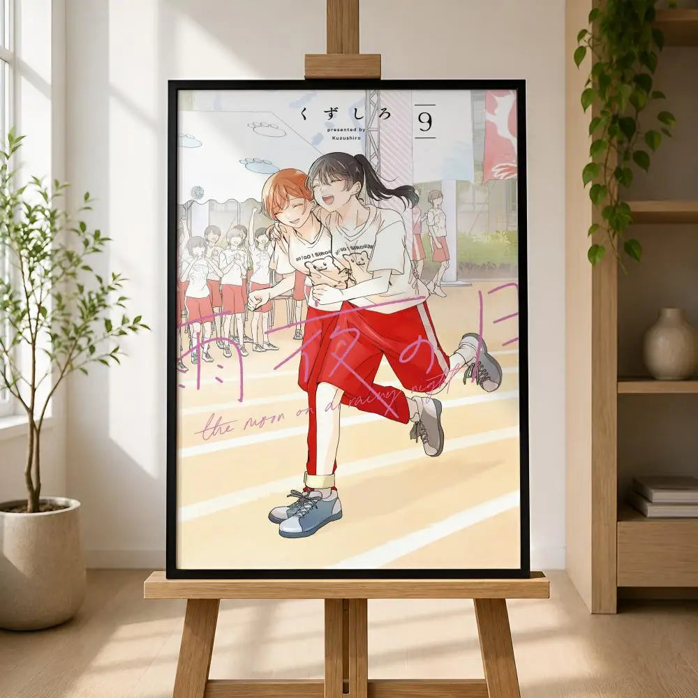 Manga Moon Rainy Night Waterproof PVC Peel & Stick Wall Poster Wall Art Poster Axl