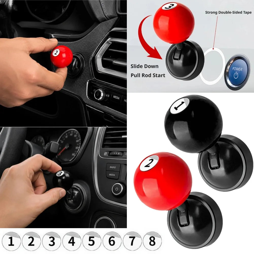 Pool Ball Push-to-Start Button Cover | Metal & ABS Car Decor Car Button Cover Axl