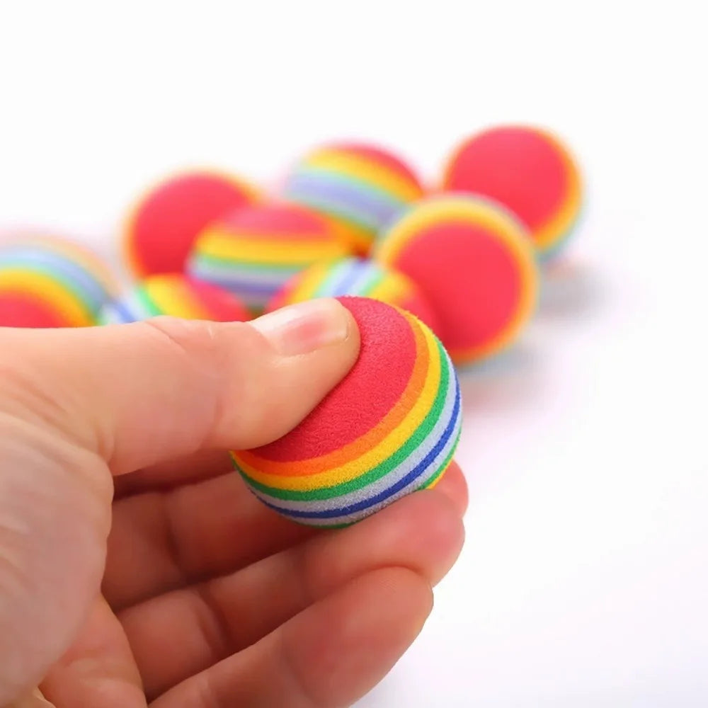 Rainbow EVA Cat Toy Balls 5-Pack – Interactive Pet Play Cat Toy Balls Axl