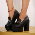 Women's High Heel Pumps – Retro Slip-On Round Toe Dress Shoes High Heel Pumps Axl black 35