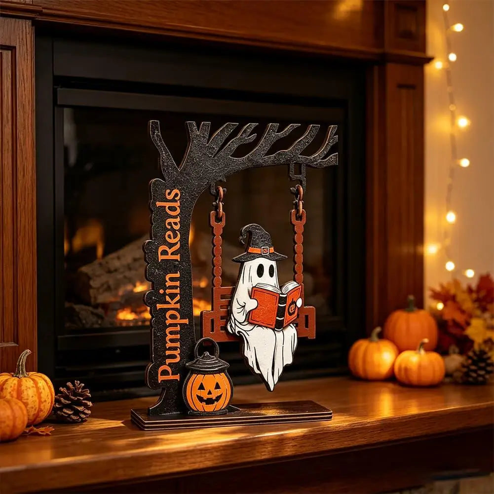 Ghost on a Swing Wooden Halloween Tabletop Ornament Halloween Ornament Axl