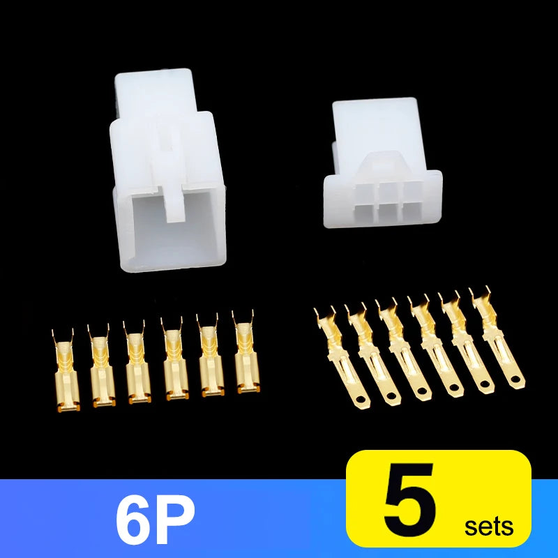 2.8mm Automotive Connector Kit – 5 Sets Male & Female Terminals Automotive Connector Kit Axl 5sets 6P