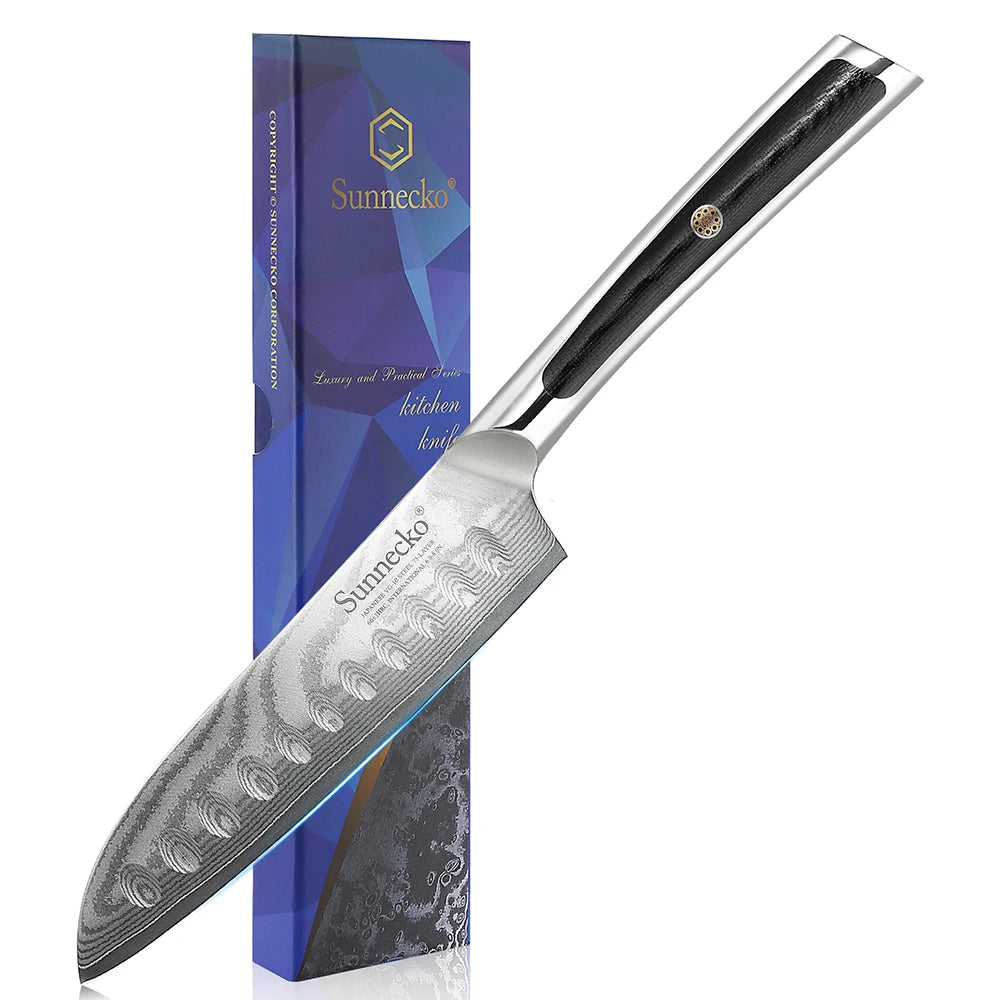 Sunnecko Damascus Santoku Knife Set – VG10 Steel & G10 Handle Damascus Santoku Knife Axl 5 Inch Santoku Knife China Mainland