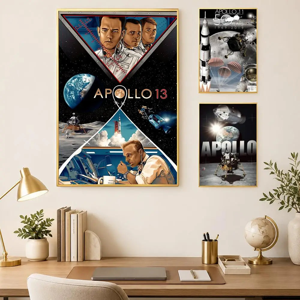 Apollo Moon Landing Self-Stick HD Wall Art Poster | Waterproof Wall Art Poster Axl