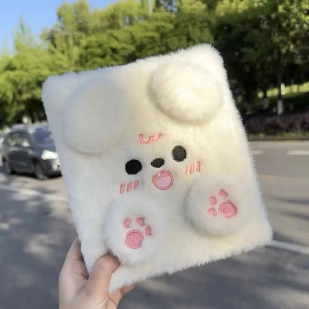 A6 Fluffy Plush Photocard Binder – Cartoon Bear & Dog Album Photocard Binder Album Axl white eared puppy