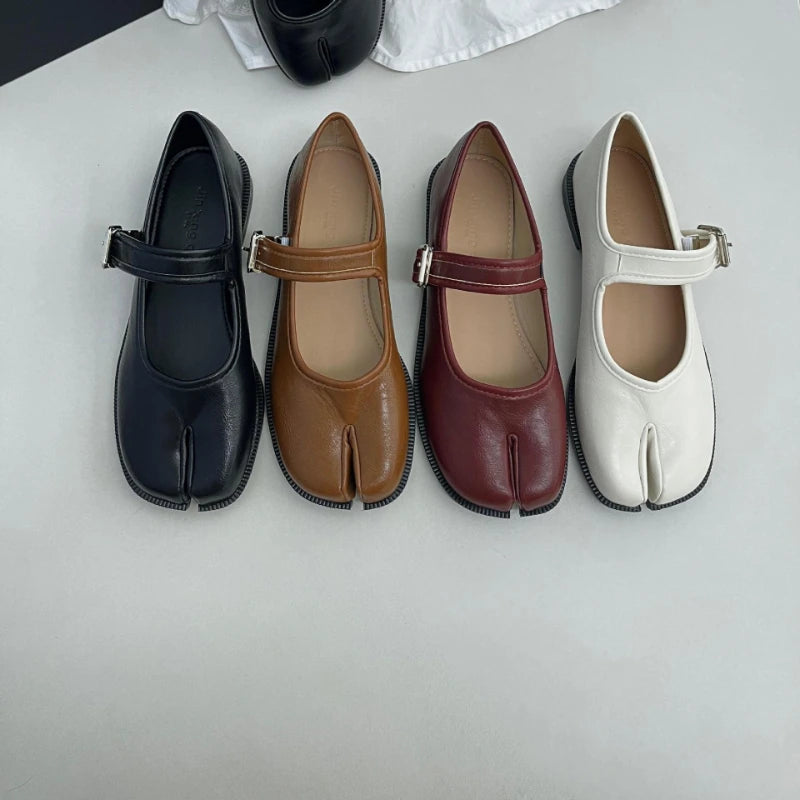 Vintage Split-Toe Women's Ballet Flat Loafers | Mary Jane Shoes Women's Flat Loafers Axl