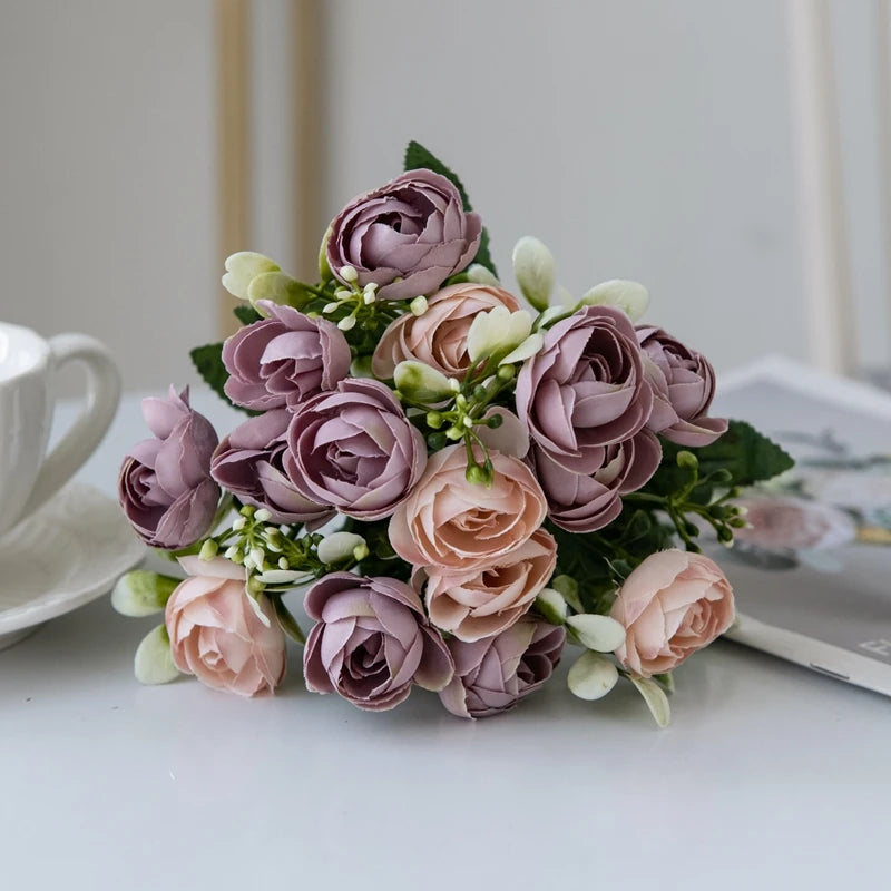 Artificial Silk Rose Tea Bud Flowers – Wedding & Home Decor Artificial Silk Flowers Axl PURPLE 1 PC