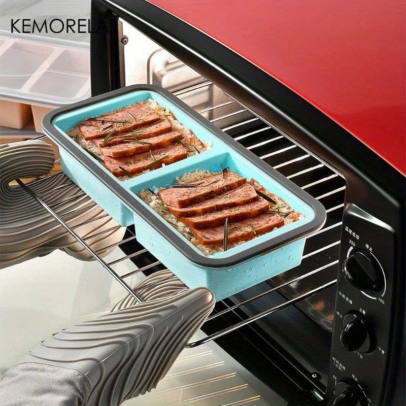 KEMORELA Silicone Food Storage Container 2/3/4 Grid Airtight Food Storage Container Axl