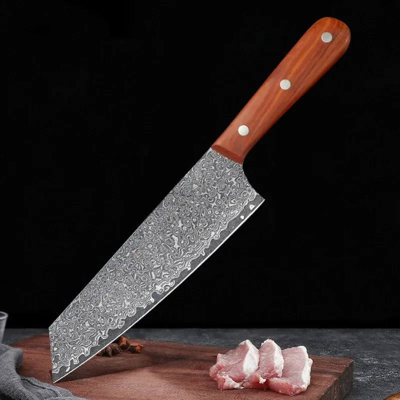 Damascus Chef Knife – Sharp Wood Handle Kitchen Cleaver 19.5cm Chef Knife Axl