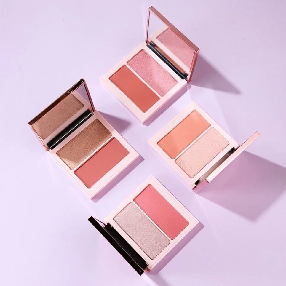 Dual Color Matte Blush & Highlighter Palette | Vegan Private Label Blush Highlighter Palette Axl