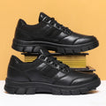 YBQJOO Men's Casual Lace-Up Work Shoes – Anti-Slip Rubber Sole Men's Casual Shoes Axl Black velvet 45