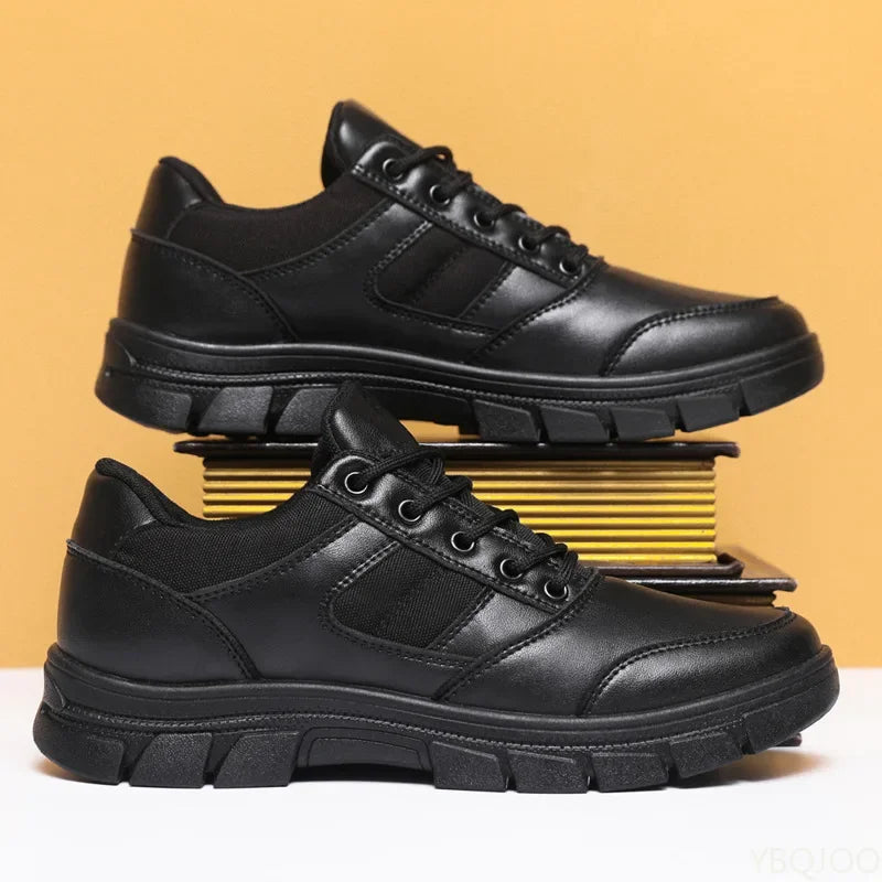 YBQJOO Men's Casual Lace-Up Work Shoes – Anti-Slip Rubber Sole Men's Casual Shoes Axl Black velvet 45