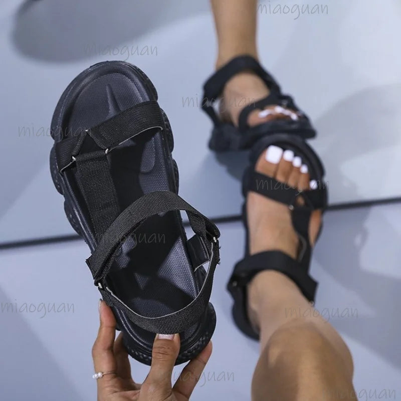 Women's Colorful Platform Roman Sandals | Velcro Beach Flats Women's Platform Sandals Axl
