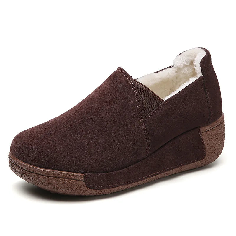 Lorilury Women's Platform Fur Loafers – Plush Wedge Sneakers Platform Wedge Loafers Axl Brown plush 41