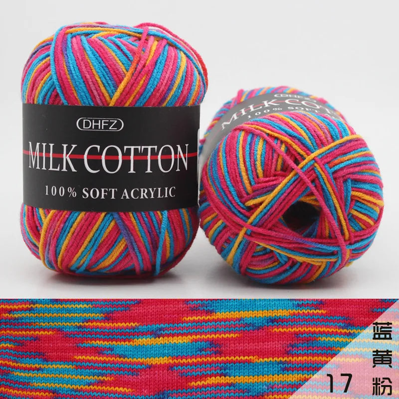 Mixed Colour Cotton Knitting Yarn 50g – Soft Crochet Wool Knitting Yarn Axl multicolor