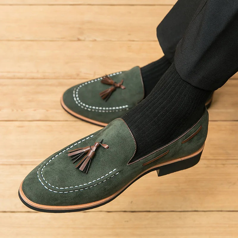 Men's British Tassel Loafers – Slip-On Genuine Leather Dress Shoes Men's Dress Loafers Axl