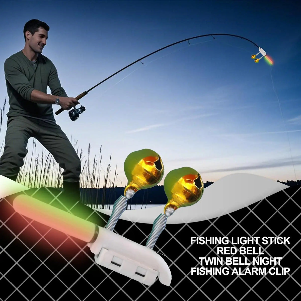 Rechargeable Fishing Rod Tip Light Clip & Bite Alarm Bell Kit Fishing Rod Light Axl