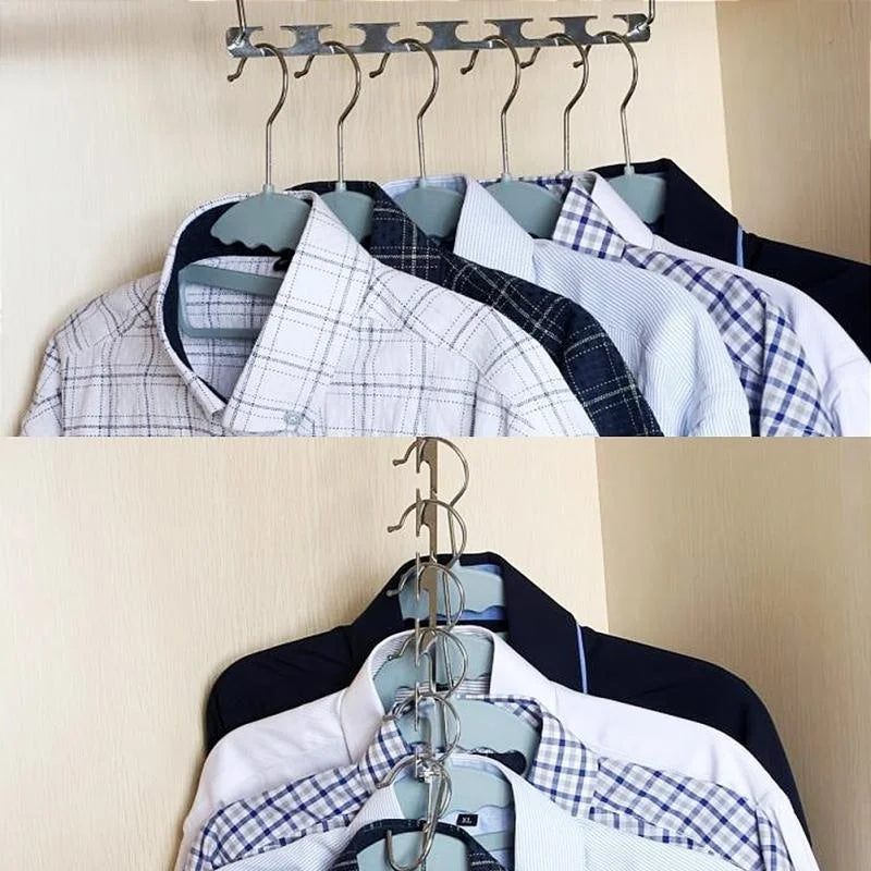 Space-Saving Metal Clothes Hangers with Magic Hook – 1 or 3 Pack Wardrobe Space Organizer Axl