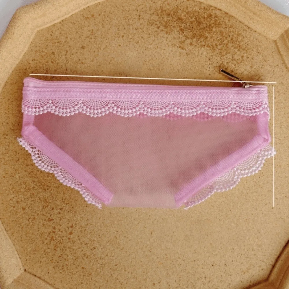Y2K Briefs Shape Cosmetic Bag – Mesh Lace Makeup Pouch Cosmetic Makeup Bag Axl Pink-A