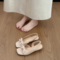 Satin Butterfly-Knot Women's Sandals | Open Toe Low Heel Women's Dress Sandals Axl Nude 36