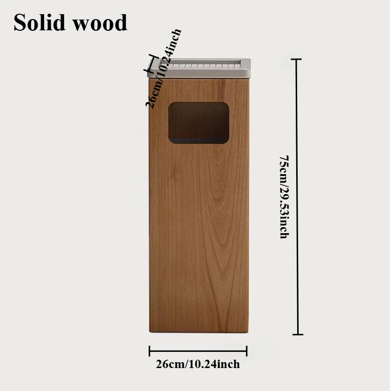 Nordic Solid Wood Tall Trash Bin – Modern Kitchen Waste Bin Tall Wooden Trash Bin Axl Peach Color Long 26