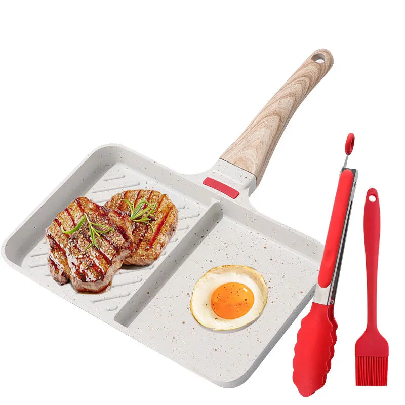 2-Section Nonstick Divided Grill Pan – Egg & Steak Skillet Divided Grill Pan Axl