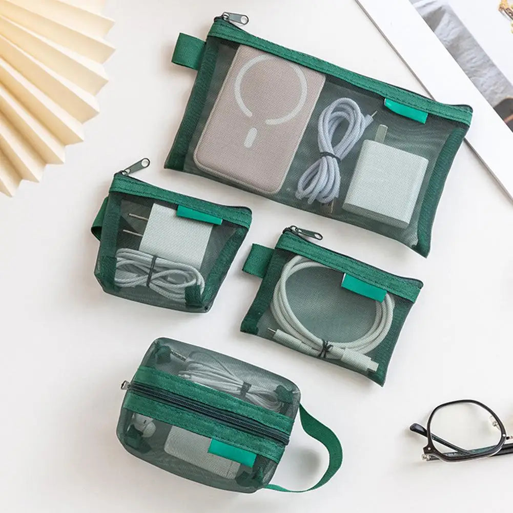 6-Piece Clear Mesh Travel Pouch Set – Cosmetic & Organizer Bags Travel Organizer Pouches Axl