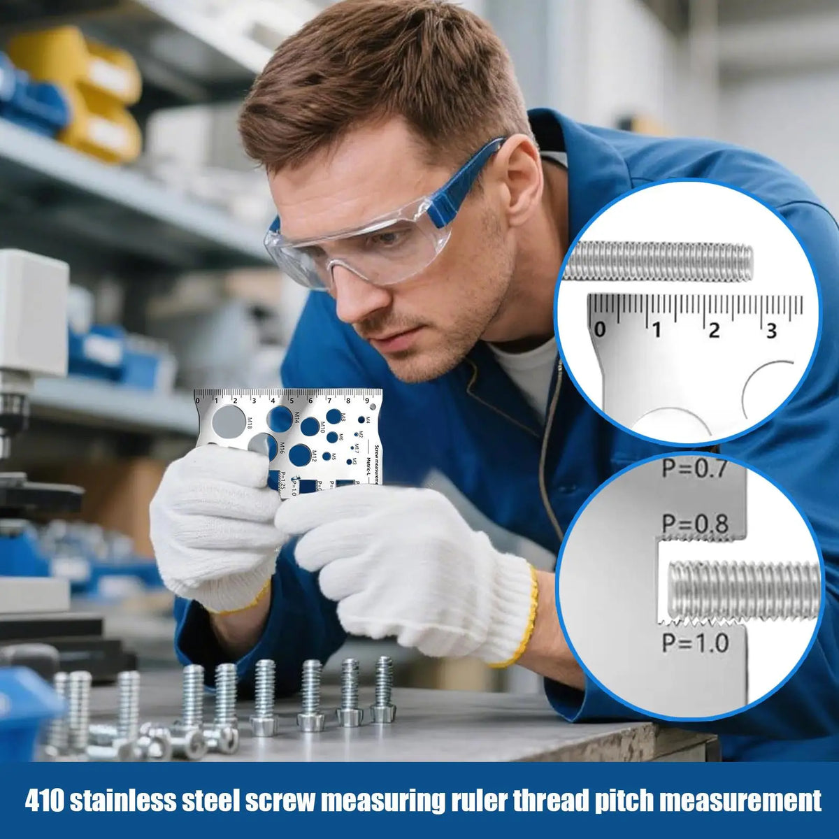 Stainless Steel Screw Thread Gauge – Easy-Read Measuring Ruler Thread Gauge Ruler Axl