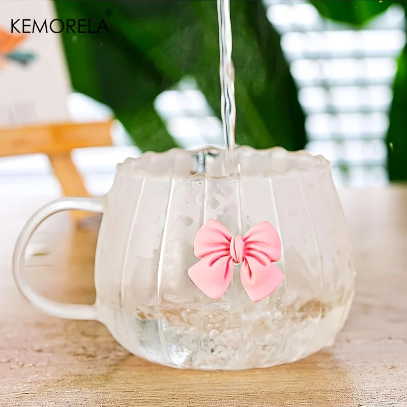 Glass Pumpkin Coffee Mugs with Pink Bows & Handle | 1–2 Pack Glass Coffee Mug Axl