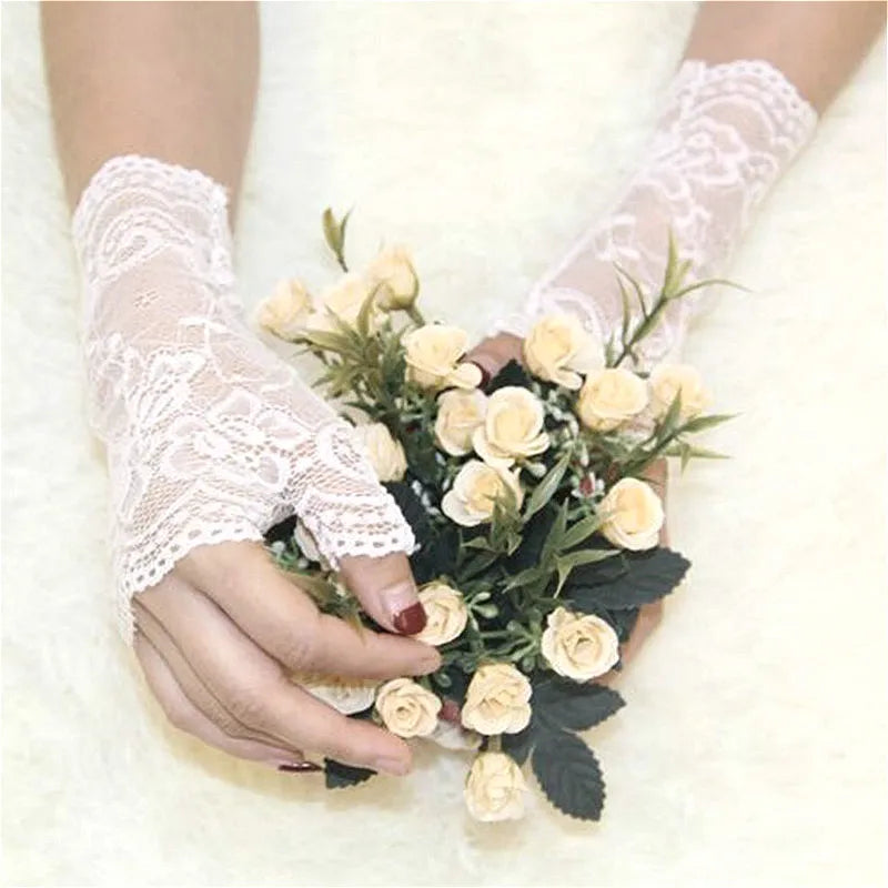 Women's Half-Finger Lace Mesh Gloves – UV Sun Protection Lace Sun Gloves Axl