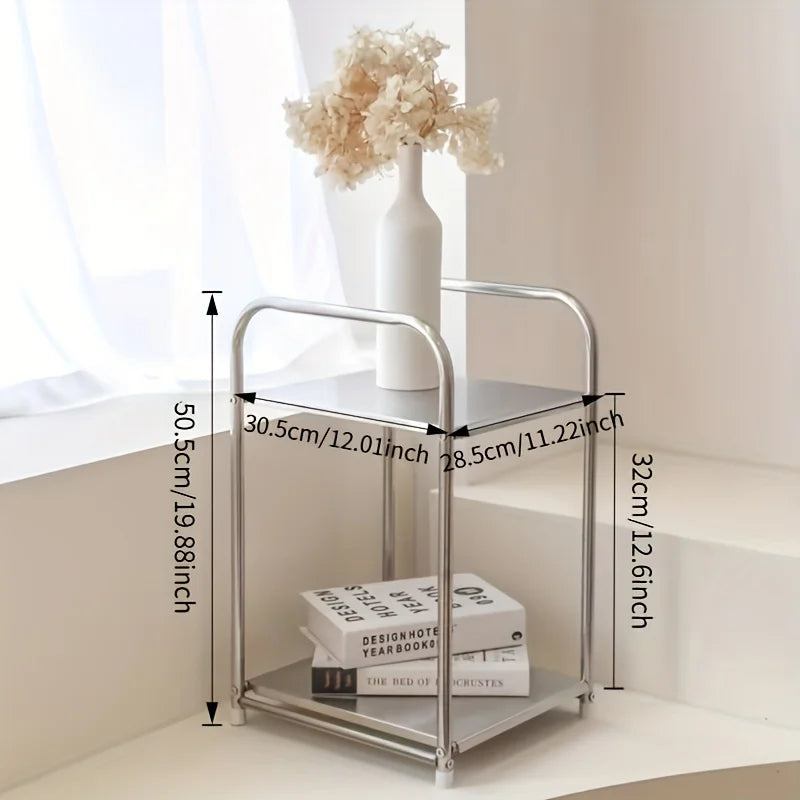 Modern Stainless Steel Side Table & Nightstand Shelving Unit Metal Side Table Axl
