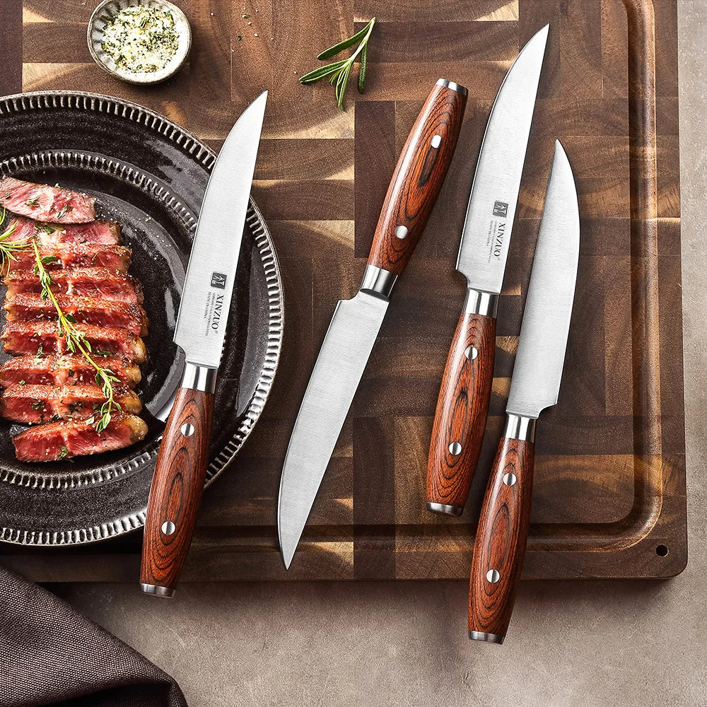 XINZUO 5" Steak Knife – German Steel & Wooden Handle Steak Knife Set Axl